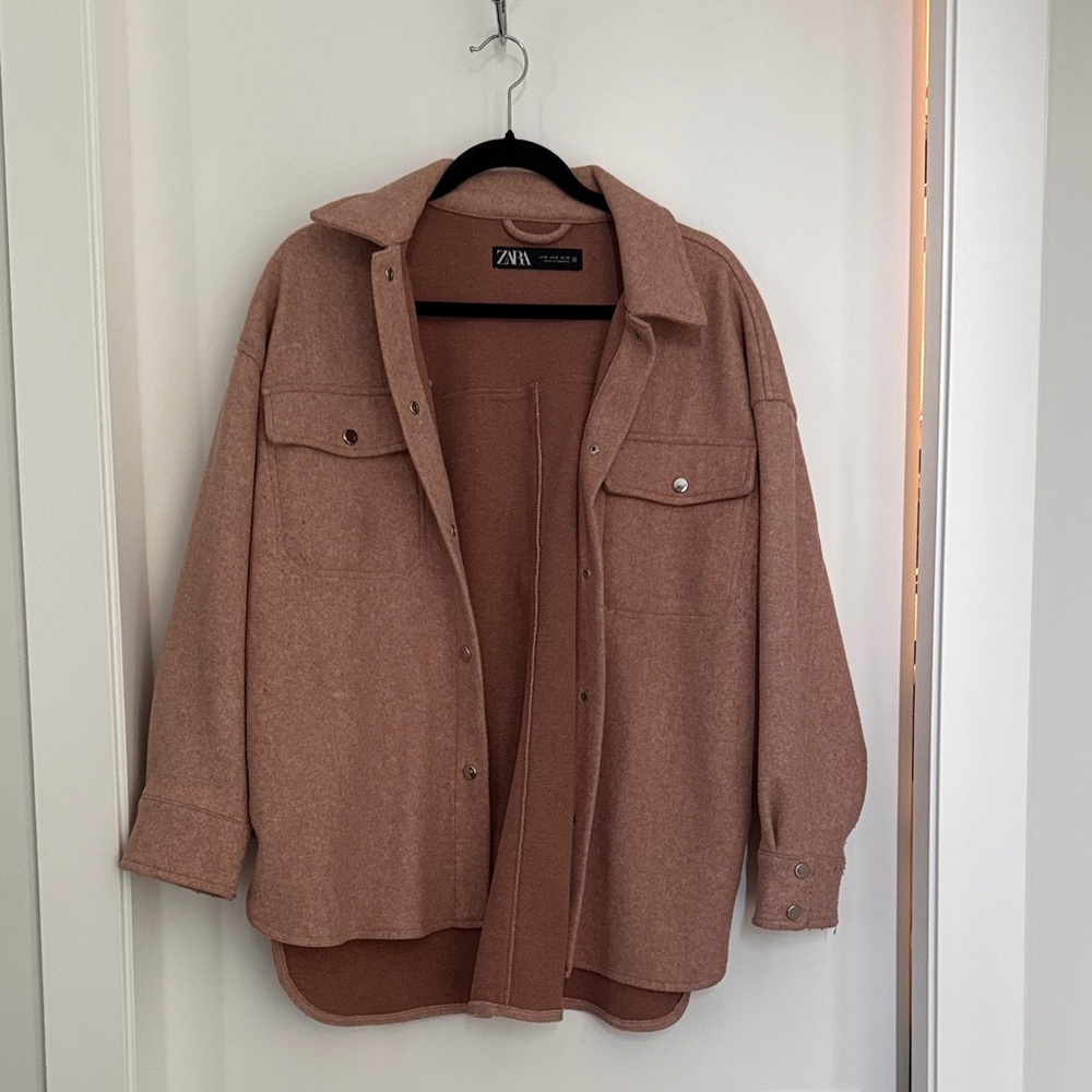 Zara Shacket in Dusty Rose